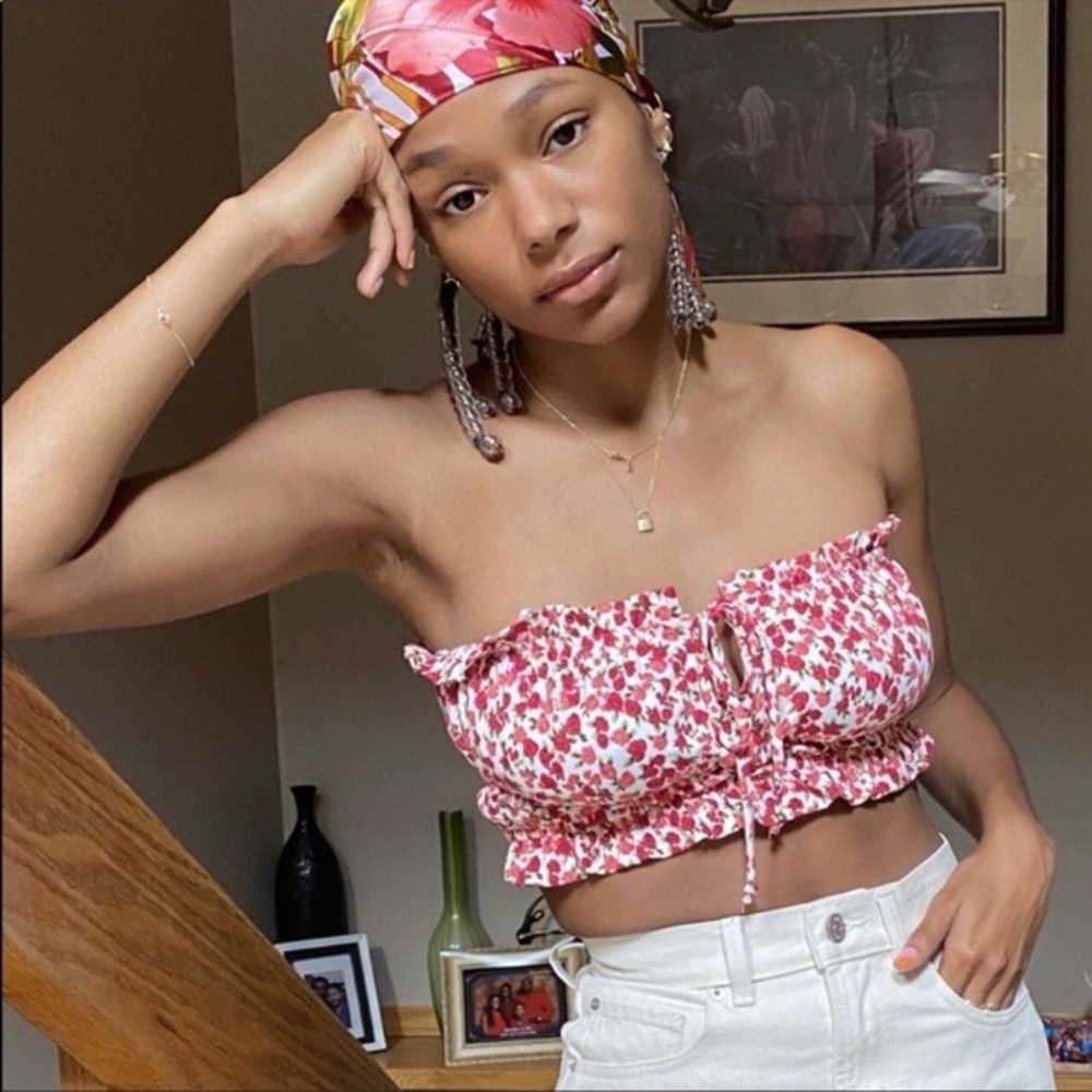 Floral Red and White Women's Top